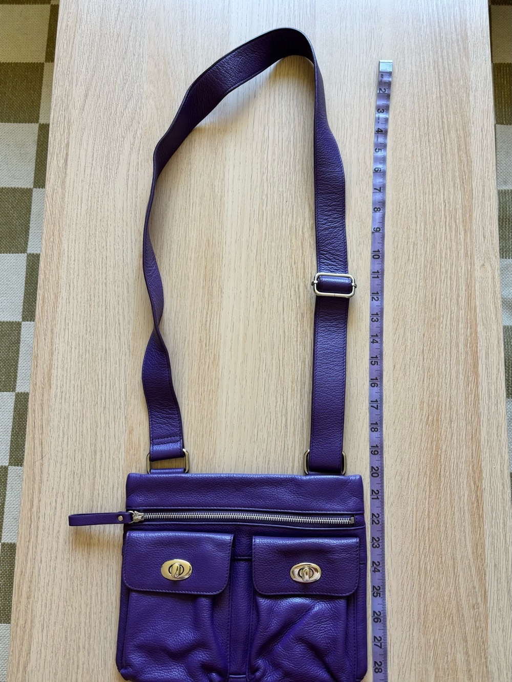 Danier Purple Genuine Leather Shoulder/Crossbody Bag | Silver Hardware